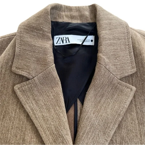 NWOT Zara Rustic Brown Linen Cotton Fall/Winter Trench Coat - Size XS - Picture 10 of 16